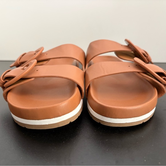Time and Tru Women's Cognac Double-Buckle Slide Sandals - Picture 2 of 9